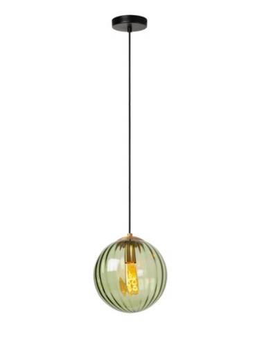 Suspension Diam. 25 cm 1xE27  Verre Vert  - Lucide - Monsaraz