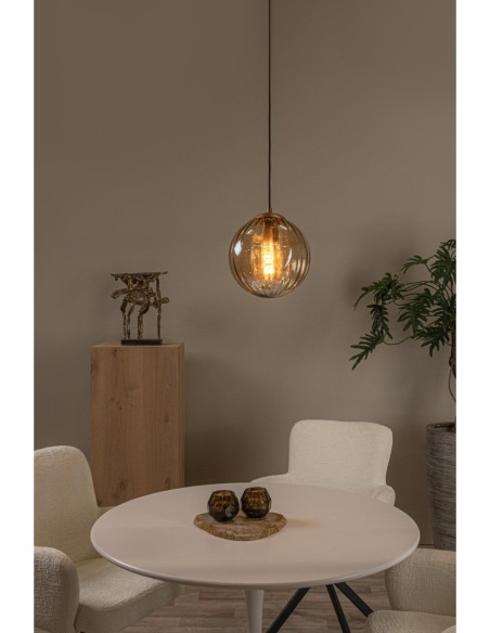 Monsaraz de  Lucide - Suspension Diam. 25 cm 1xE27  Verre ambré