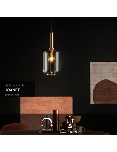 Lucide JOANET Suspension Diam. 22 cm 1xE27 Fume | Deko Light