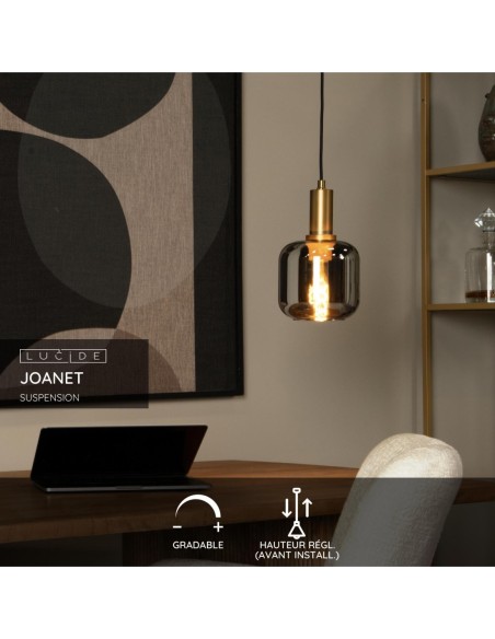 Lucide JOANET Suspension Diam. 16 cm 1xE27 Fume | Deko Light