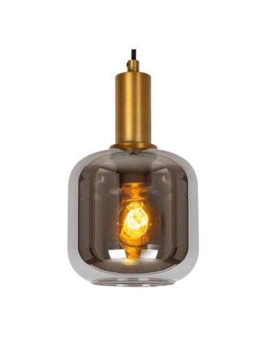 Joanet  de Lucide - Suspension laiton & verre fumé Diam. 16 cm  E27