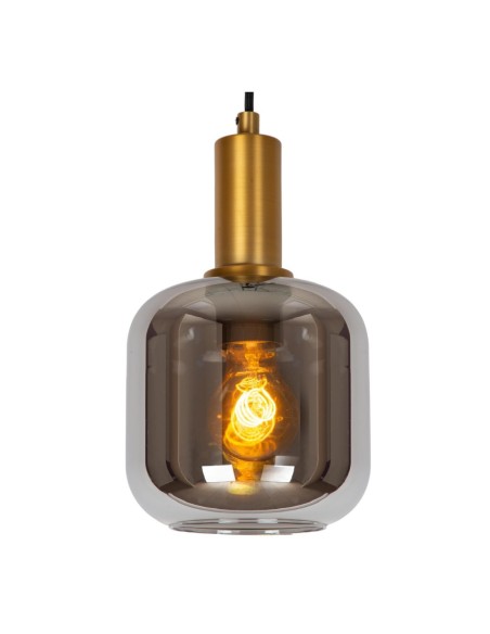 Joanet  de Lucide - Suspension laiton & verre fumé Diam. 16 cm  E27