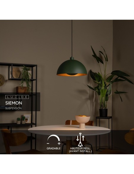 Lucide SIEMON Suspension Diam. 40 cm 1xE27 Vert | Deko Light