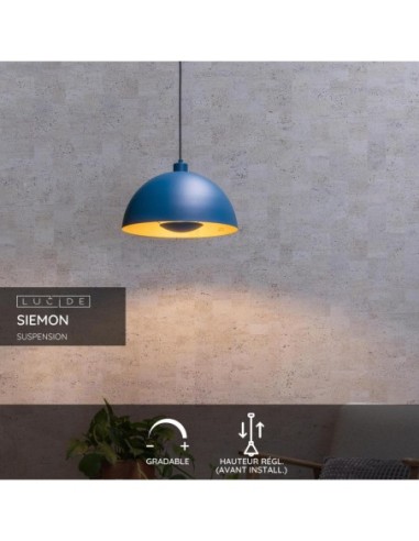 Lucide SIEMON Suspension Diam. 40 cm 1xE27 Bleu | Deko Light