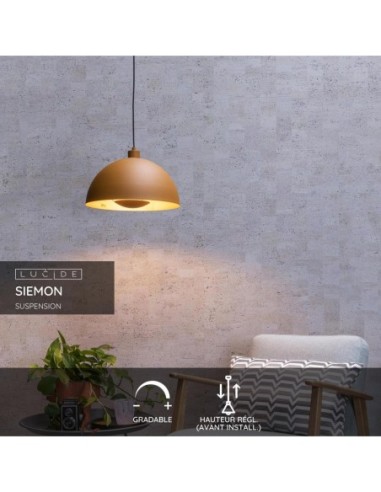 Lucide SIEMON Suspension Diam. 40 cm 1xE27 Jaune Ocre | Deko Light