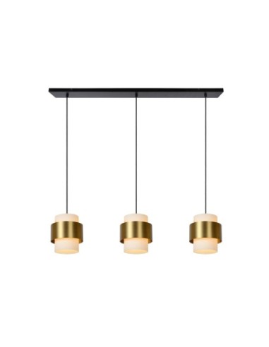 Suspension Led métal or mat verre opalin 3xE27 - Lucide - Firmin