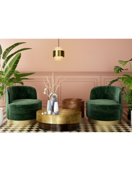 Firmin  de Lucide - Suspension Led métal or mat verre opalin diam. 20