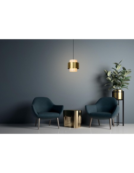 Firmin  de Lucide - Suspension Led métal or mat verre opalin diam. 30