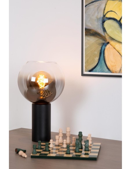 Lampe de table Diam. 20 cm 1xE27 40 W Noir et Fumé - Lucide - MARIUS