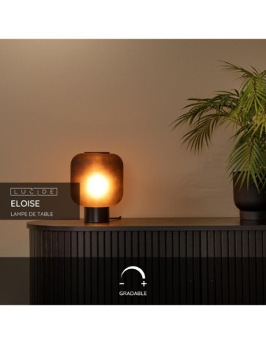 Lucide ELOISE Lampe de table Diam. 21 cm 1xE27 Noir | Deko Light