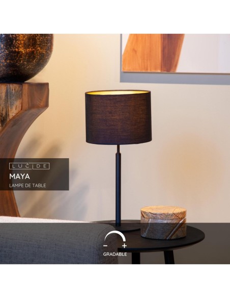 Lucide MAYA Lampe de table Diam. 26 cm 1xE27 Noir | Deko Light