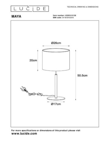 Lucide MAYA Lampe de table Diam. 26 cm 1xE27 Creme | Deko Light