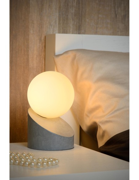 Len  de Lucide - Lampe de table verre et métal  gris - culot G9