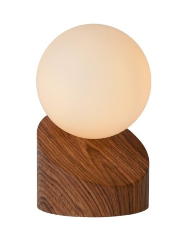 Lampe de table verre et métal  bois foncé - Lucide - Len