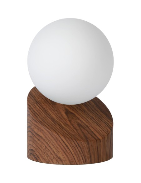 Lucide - Len - Lampe de table verre et métal  bois foncé