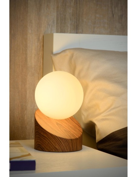 Len de Lucide - Lampe de table verre et métal  bois foncé