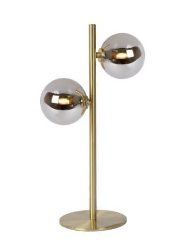 Lampe de table Led 2xG9 Verre Fumé métal or mat - Lucide - Tycho