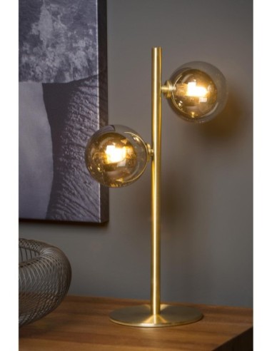 Lucide - Tycho - Lampe de table Led 2xG9 Verre Fumé métal or mat