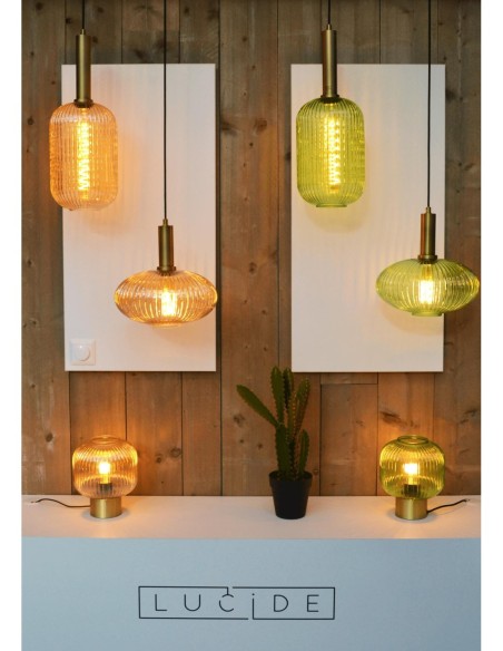 Lampe de table Diam. 20 cm 1xE27 40W Vert - Lucide - Maloto