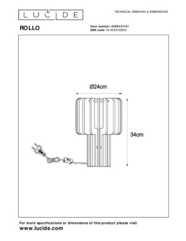 Rollo de Lucide - Lampe de table feutrine - dessin technique