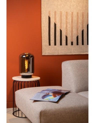 Joanet  de Lucide - Lampe de table Diam. 22 cm  E27 Noir & Fumé