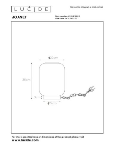 Lucide JOANET Lampe de table Diam. 22 cm 1xE27 Fume | Deko Light