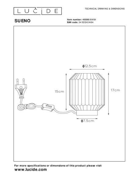 Lampe de table Diam. 13 cm 1xE14 40W  Verre Gris - Lucide - Sueno