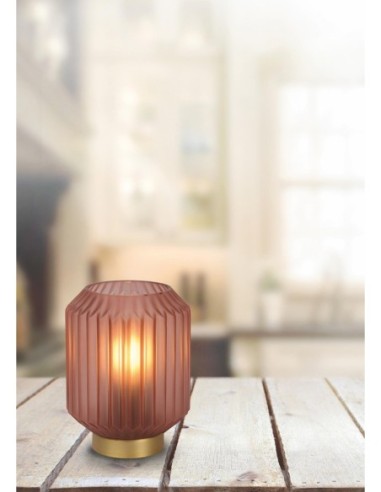 Lampe de table Diam. 13 cm 1xE14 40 W Verre Rose - Lucide -Sueno