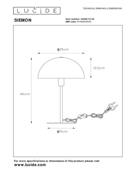Lampe de table Diam. 25 cm 1xE14 25W Bleu - Lucide - Siemon