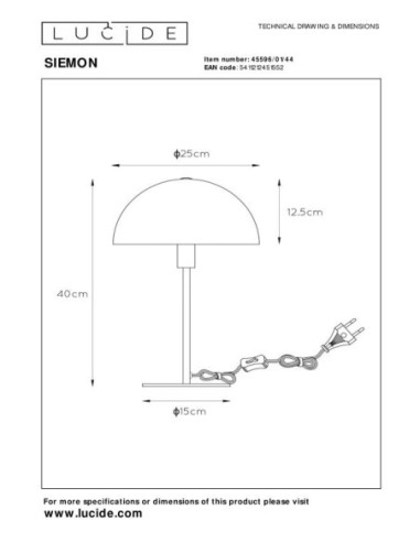 Lampe de table Diam. 25 cm 1xE14 25W Jaune Ocre - Lucide - Siemon