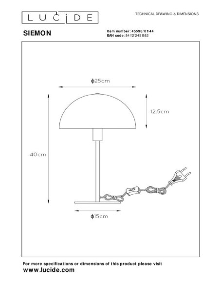 Lampe de table Diam. 25 cm 1xE14 25W Jaune Ocre - Lucide - Siemon