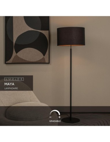 Lucide MAYA Lampadaire Diam. 45 cm 1xE27 Noir | Deko Light