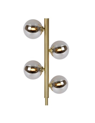 Tycho  de Lucide - Lampadaire vintage seventies Led 4xG9 Verre Fumé métal or mat