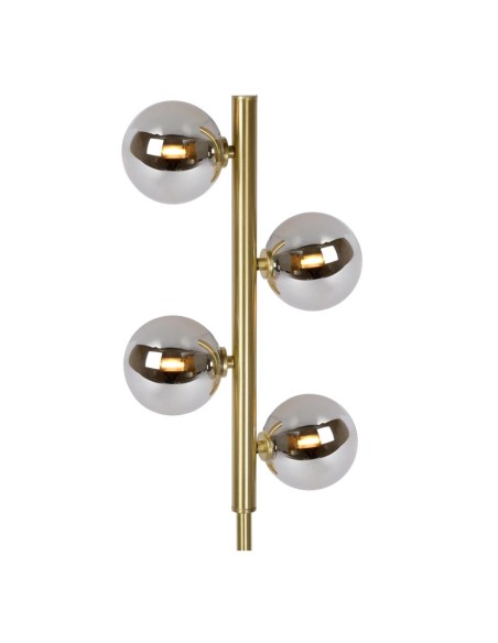 Tycho  de Lucide - Lampadaire vintage seventies Led 4xG9 Verre Fumé métal or mat