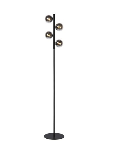Lampadaire Led 4xG9 Verre Fumé métal noir mat - Lucide - Tycho