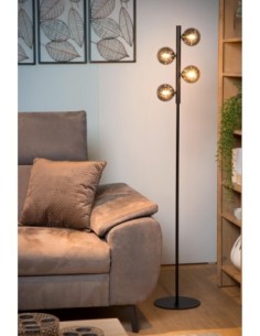 Lampadaire Led 4xG9 Verre Fumé métal noir mat - Lucide - Tycho 2