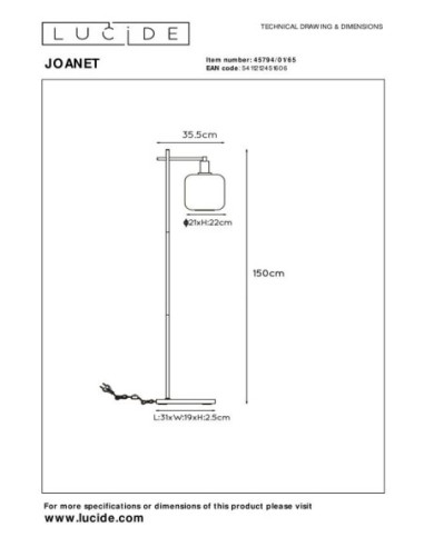 Joanet de Lucide - Lampadaire Diam. 21 cm  - dessin technique