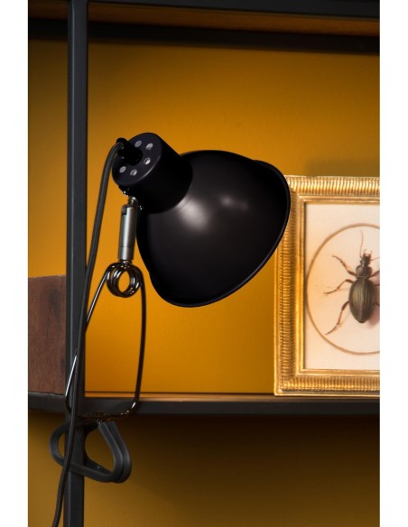 Lucide - Moys - Lampe à fixer 1xE27, noir mat - pour bureau ou table de chevet