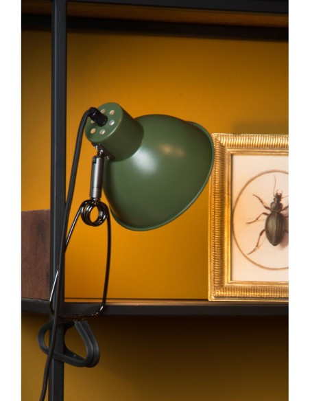 Lucide - Moys - Lampe à fixer 1xE27, vert olive - pour bureau ou table de chevet