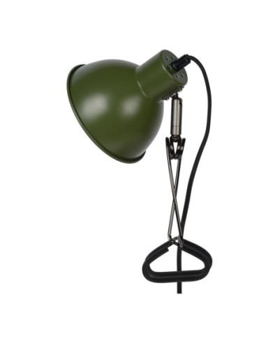 Lucide - Moys - Lampe à pince 1xE27, vert olive - métal noir mat, cordon textile