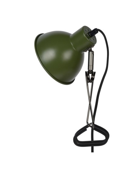 Lucide - Moys - Lampe à pince 1xE27, vert olive - métal noir mat, cordon textile
