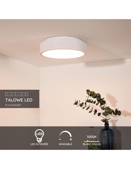 Lucide TALOWE LED Plafonnier Diam. 30 cm LED Dim. 1x20W 3000K Blanc | Deko Light