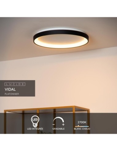Lucide - Vidal - Plafonnier Diam. 48 cm LED Dim .- fiche technique