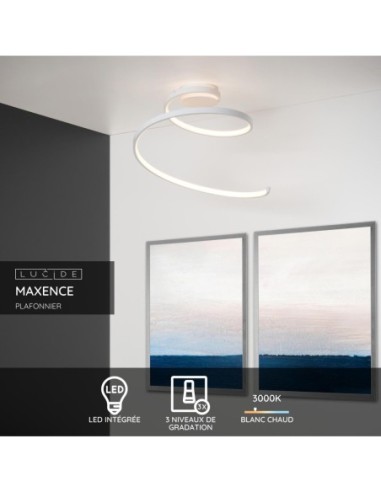 Plafonnier Diam. 46 cm LED 3 StepDim 1x24W 3000K Blanc- Lucide - Maxence