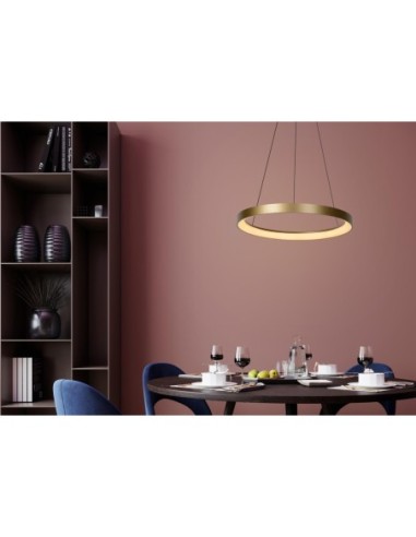 Lucide VIDAL Suspension Diam. 58 cm LED Dim. 1x48W 2700K Or Mat / Laiton | Deko Light