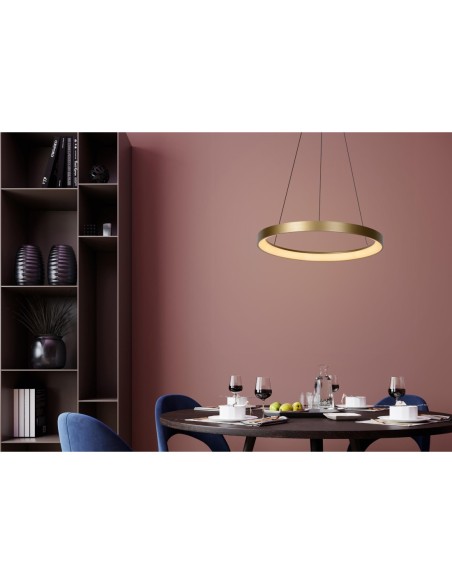 Lucide VIDAL Suspension Diam. 58 cm LED Dim. 1x48W 2700K Or Mat / Laiton | Deko Light