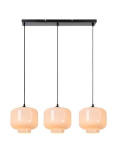 Suspension Led métal noir verre opalin 3xE27 - Lucide - Medine