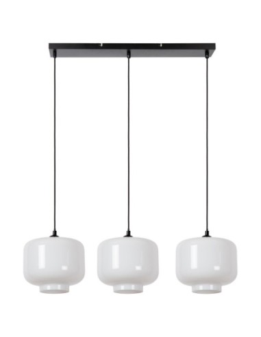 Lucide - Medine - Suspension Led métal noir verre opalin 3xE27