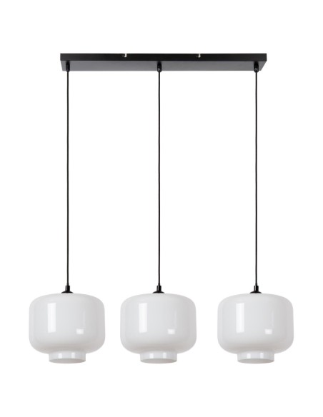 Lucide - Medine - Suspension Led métal noir verre opalin 3xE27