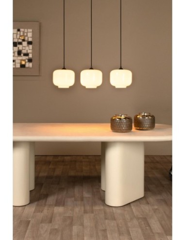 Medine de Lucide - Suspension Led métal noir verre opalin 3xE27